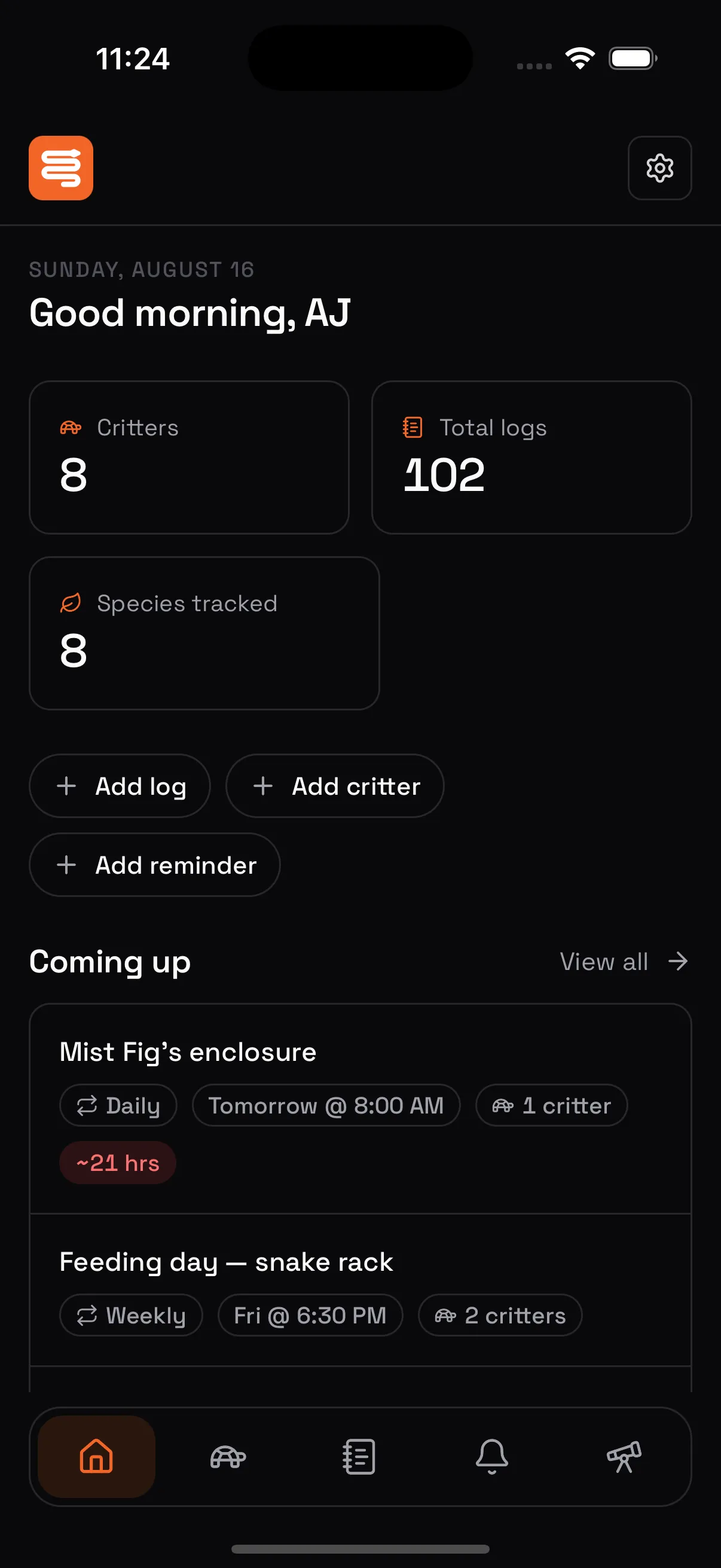 The LizardBox mobile app showing the same collection on a phone
